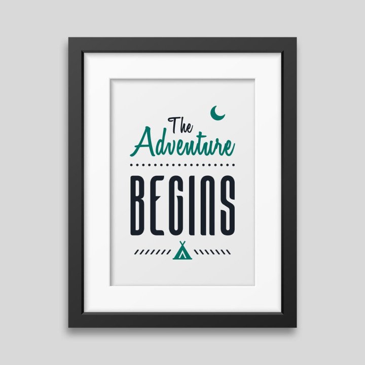 Ingelijste poster: The adventure begins